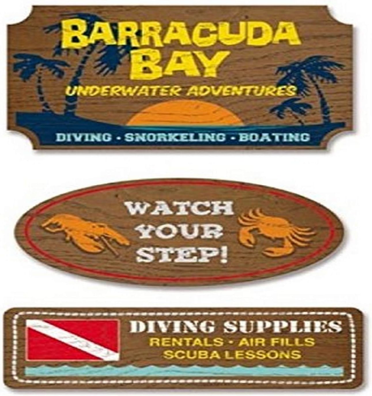 KAREN FOSTER Design Faux-Wood Signs Scrapbooking Embellishments, Scuba Diving