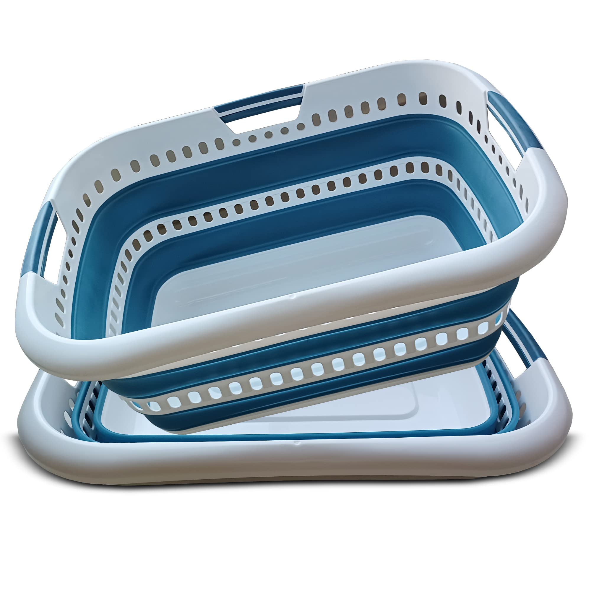 Ababeed Bundle of 2 Large foldable laundry baskets,40L 10.6 gallon pop up storage container, collapsible space saving organiser hamper,for washing and kitchen,toy storage bin.