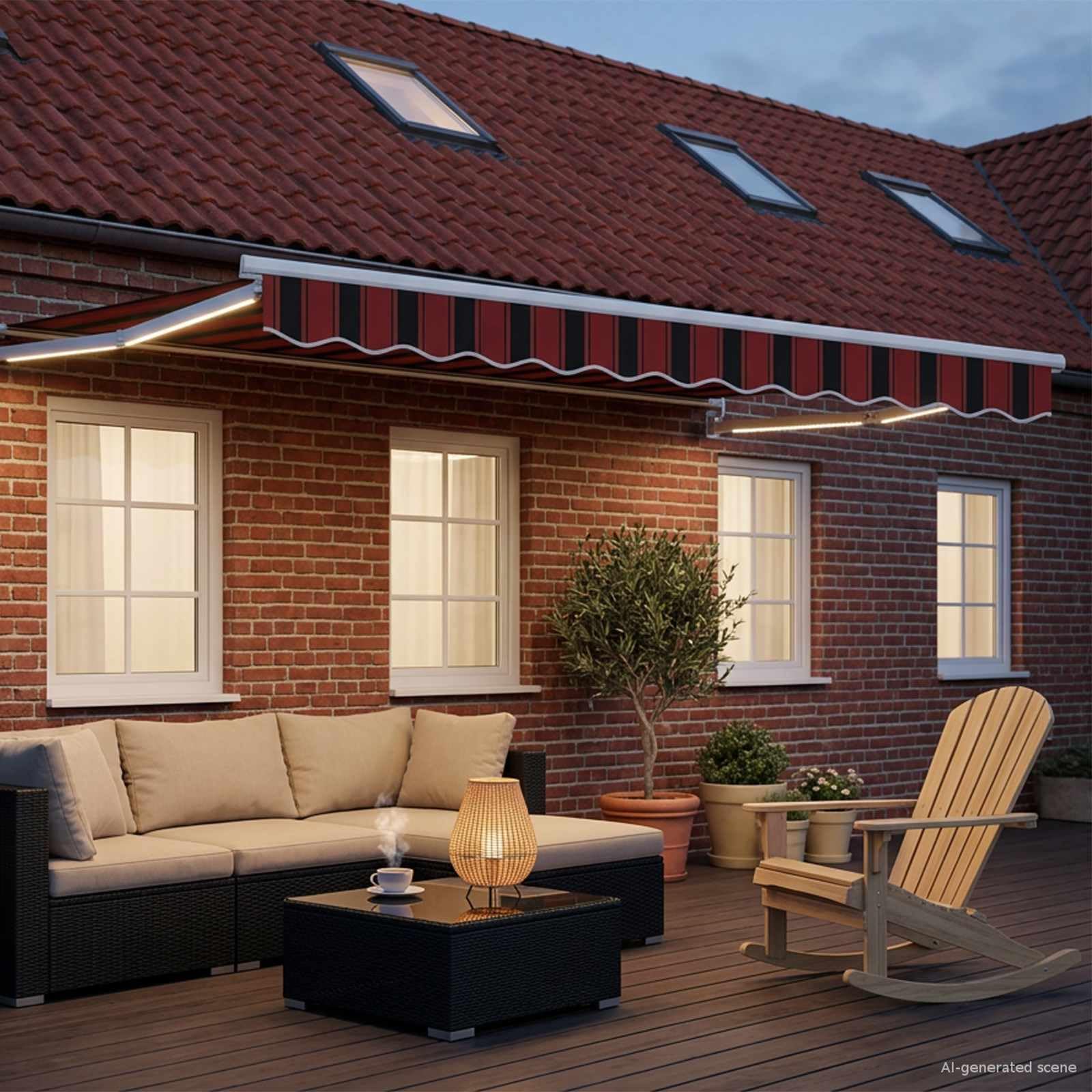 Festnight Elektrische Gelenkarmmarkise 2,5 x 2 m LED Markise Balkonmarkise Kassettenmarkise Terrassenmarkise Sonnenschutz Markise Terrasse Wetterfest Balkon Sonnenmarkise Garten