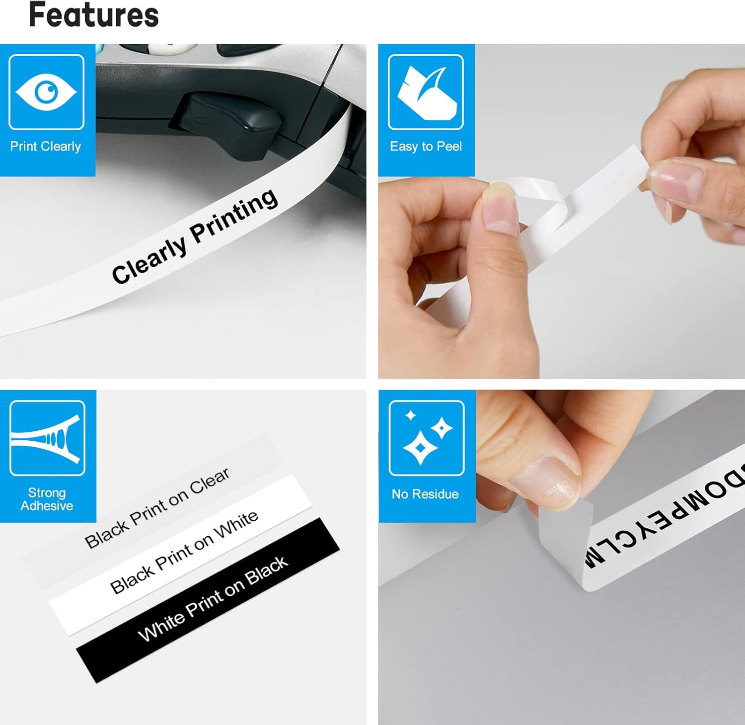3 Pack Compatible with DYMO LetraTag Refills 12mm x 4m 1/2" x 13' LT Plastic Label Tape Replacement for DYMO LT-100H LT-100T LT-110T QX50 XR XM 2000, Black on White/Black on Clear/White on Black - Image 5