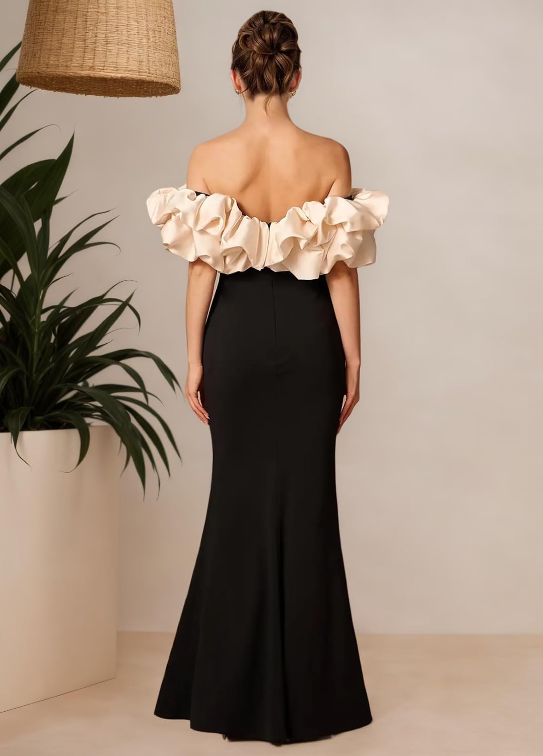 Women's Elegant Maternity Dresses for Photoshoot Off Shoulder Ruffle Pregnancy Gowns Mermaid Baby Shower Dress