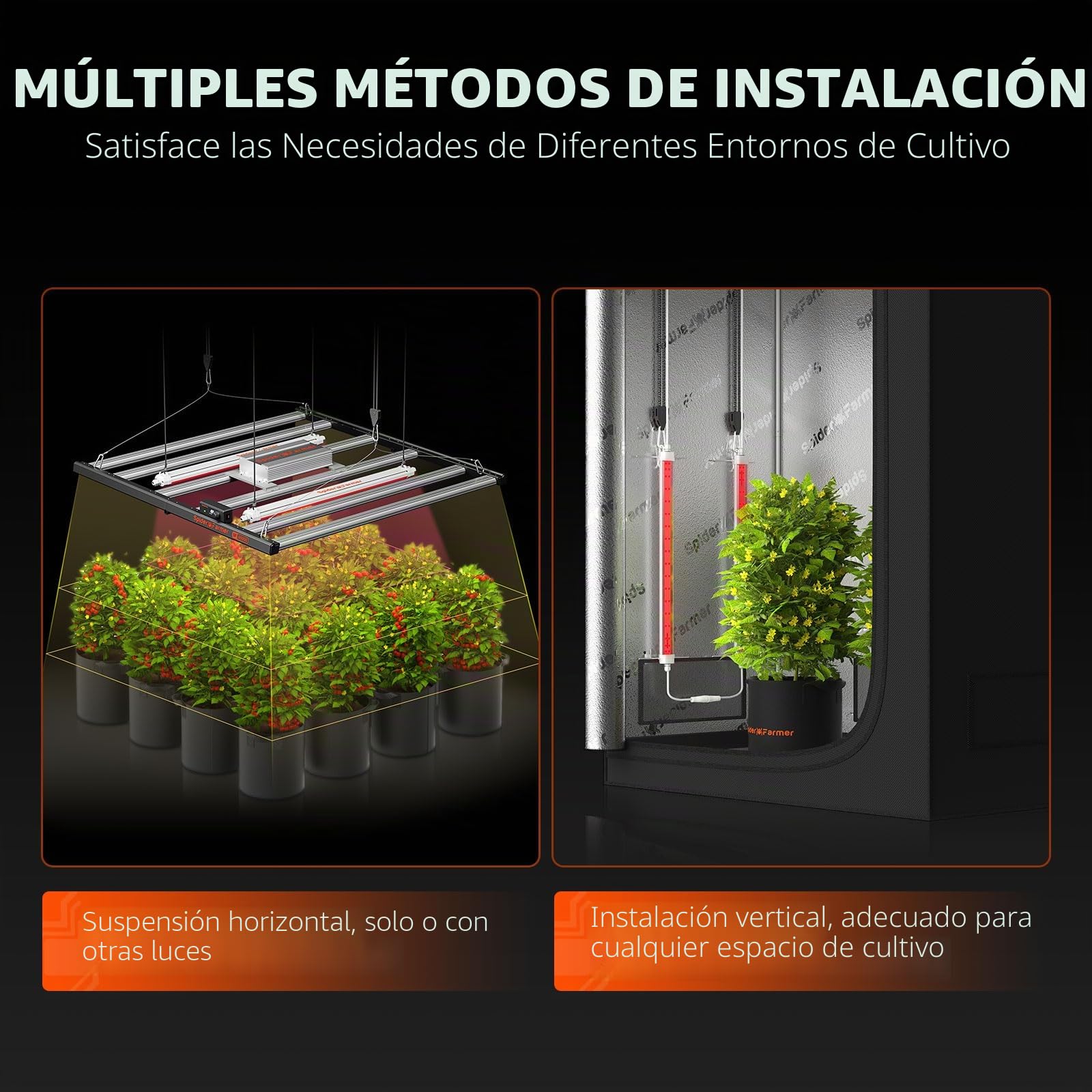 Spider Farmer GlowR40 Lámpara LED para Plantas, Barras de Iluminación Suplementaria de Espectro Rojo, 650-665NM Cultivo de Alta Eficiencia para Plantas de Interior Floración Juego de 2, 40W