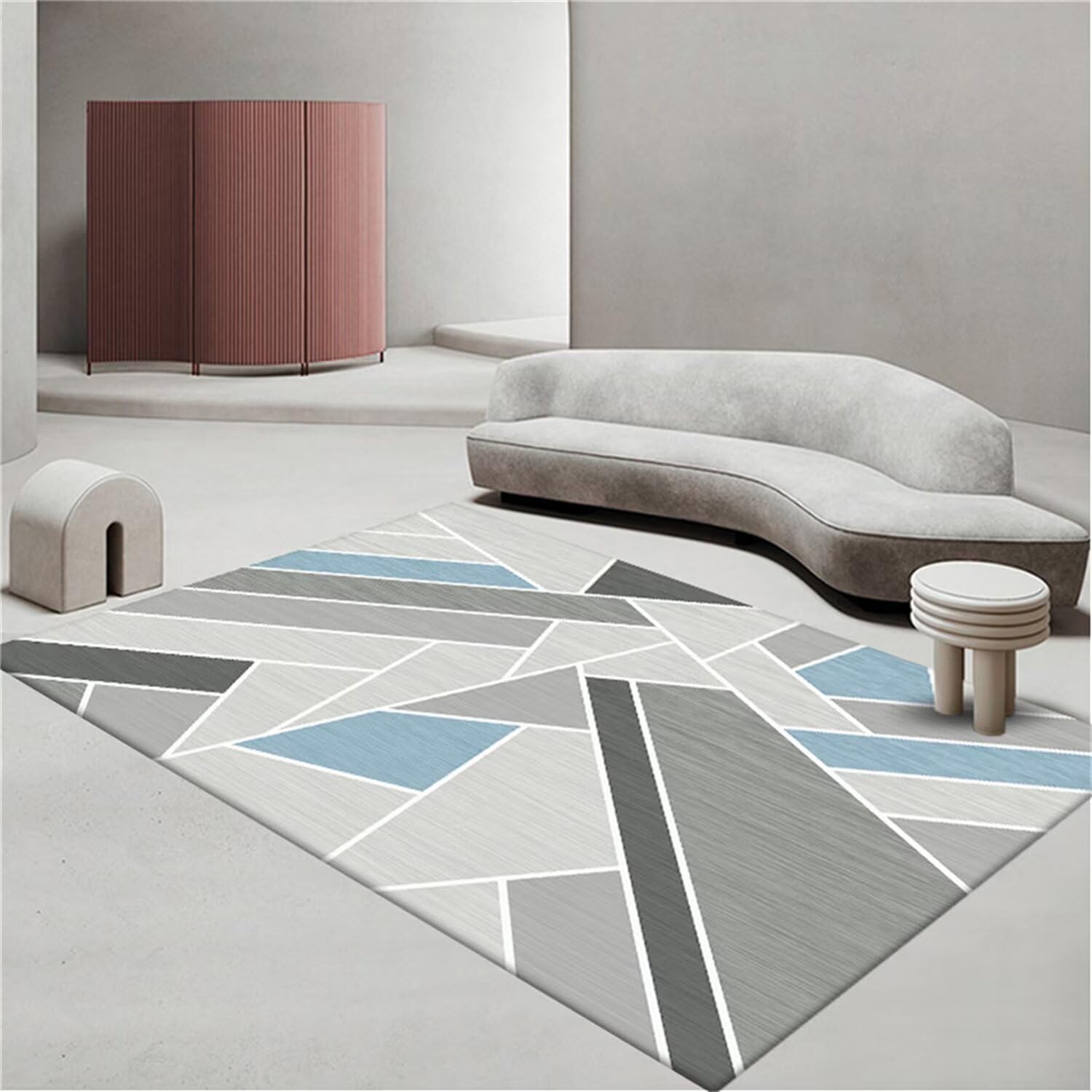 Tapis gris 130x190cm géométrique moderne pour créer une chambre cocon et sécurisée