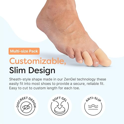 Miniatura 2 de ZenToes Paquete de 6 protectores de gel para los dedos de los pies, amortigua y protege para proporcionar alivio de uñas perdidas o encarnadas,