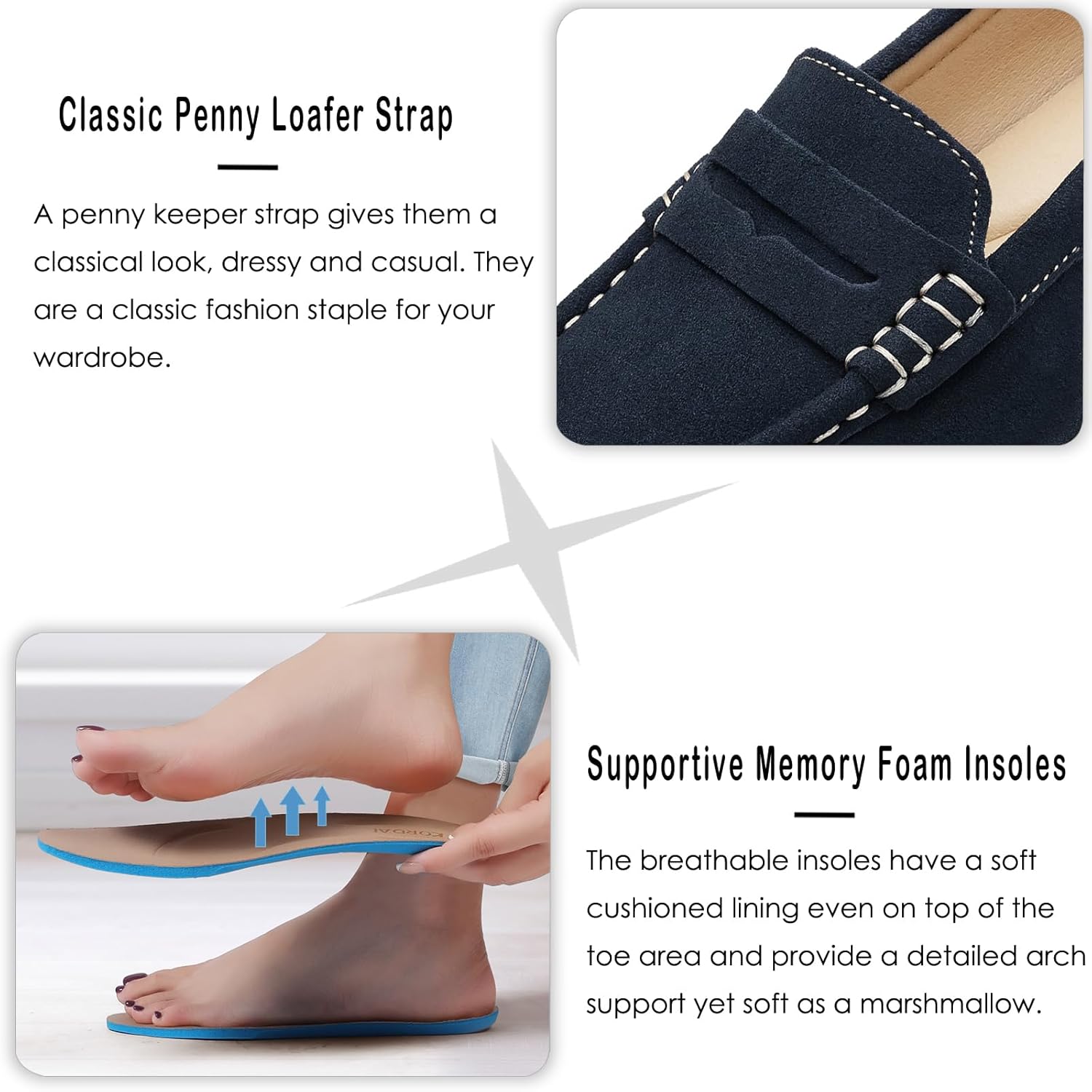 KORDAL Women's Comfortable & Lightweight Suede Leather Penny Loafers Slip-Ons Cute Business Casual Dress Shoes Work Office Flats Everyday Walking Shoes Driving Mocs for Women - Image 5