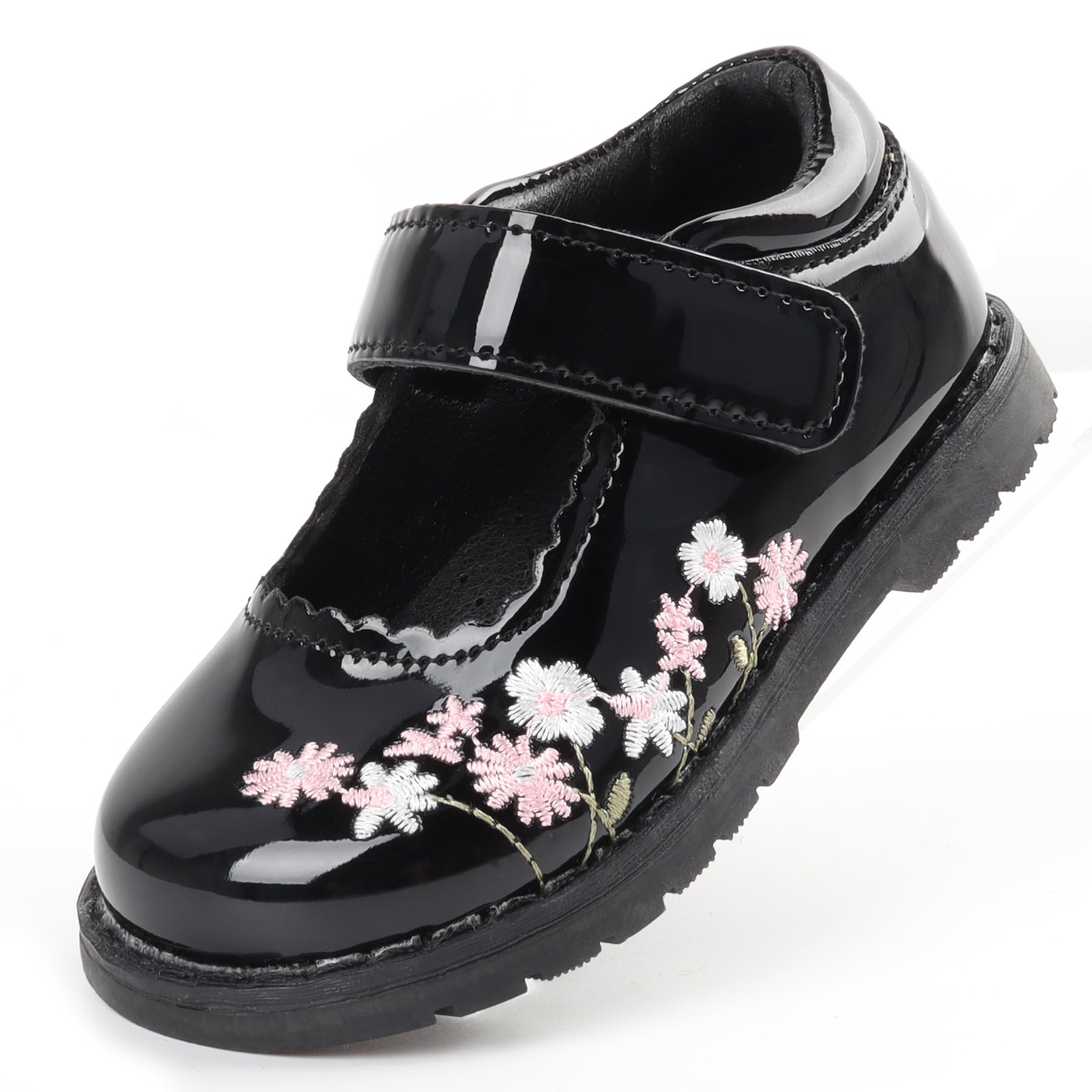 Wulubaba Girls Black Mary Jane Shoes, School Uniform Dress Flats