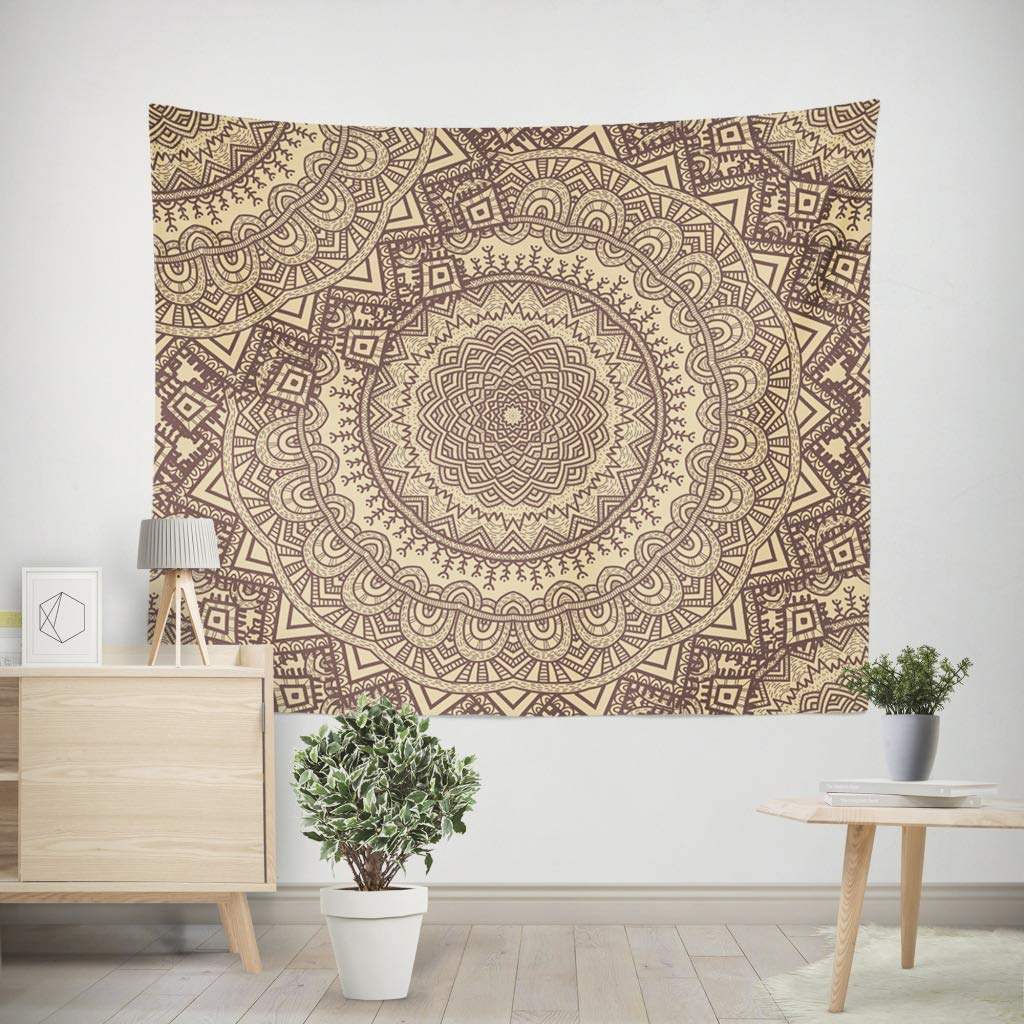 Tapisserie Mandala Grande Fleur D 150x130cm : tenture murale bohème et couvre-lit indien