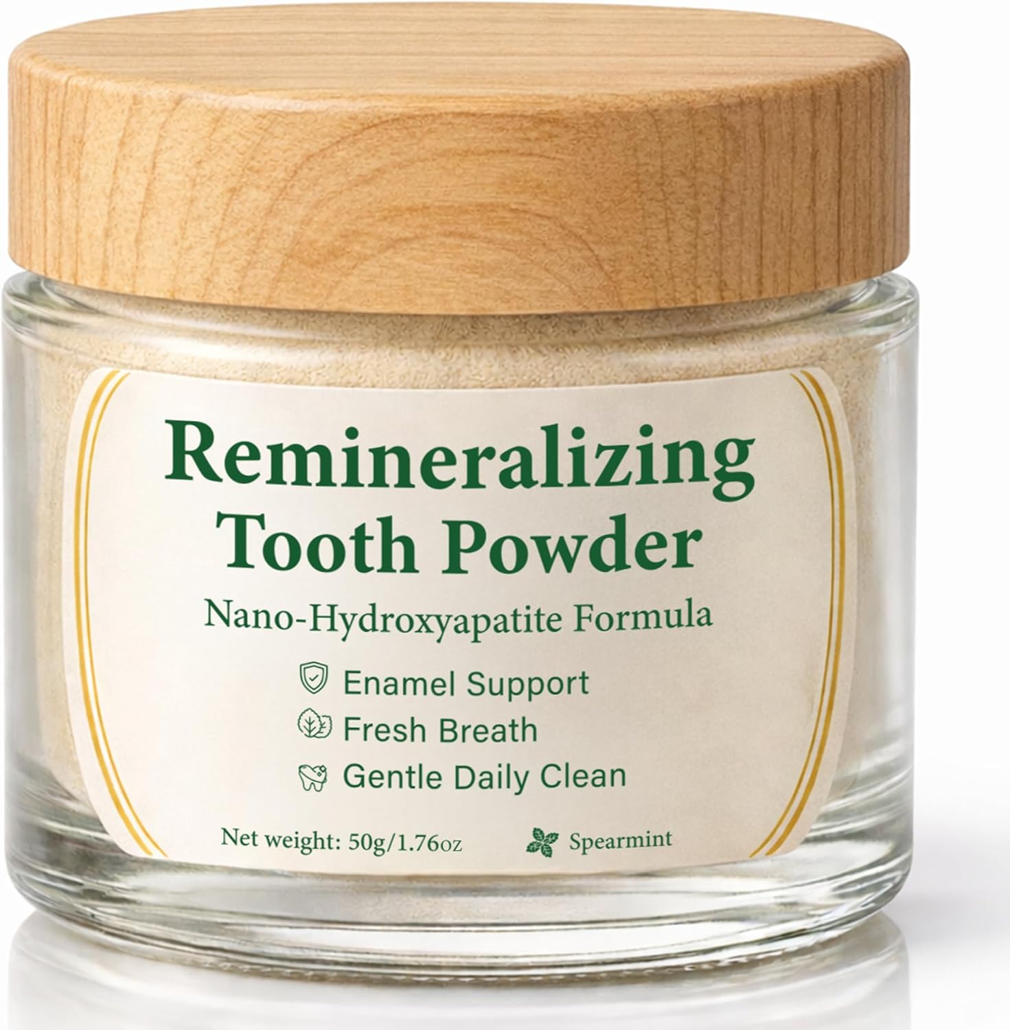 Oral Care - Remineralizing Tooth Powder with Hydroxyapatite, Tooth Whitening Powder Fluoride-Free for Gentle Clean, Fresh Breath & Enamel Care, Mint Flavor