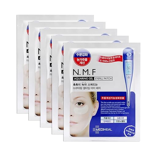 MEDIHEAL N.M.F Aquaring Gel Eye Fill Patch 5 Pouch - Parches antiarrugas para el cuidado de los ojos, NMF y colágeno marino, ceramida intensiva
