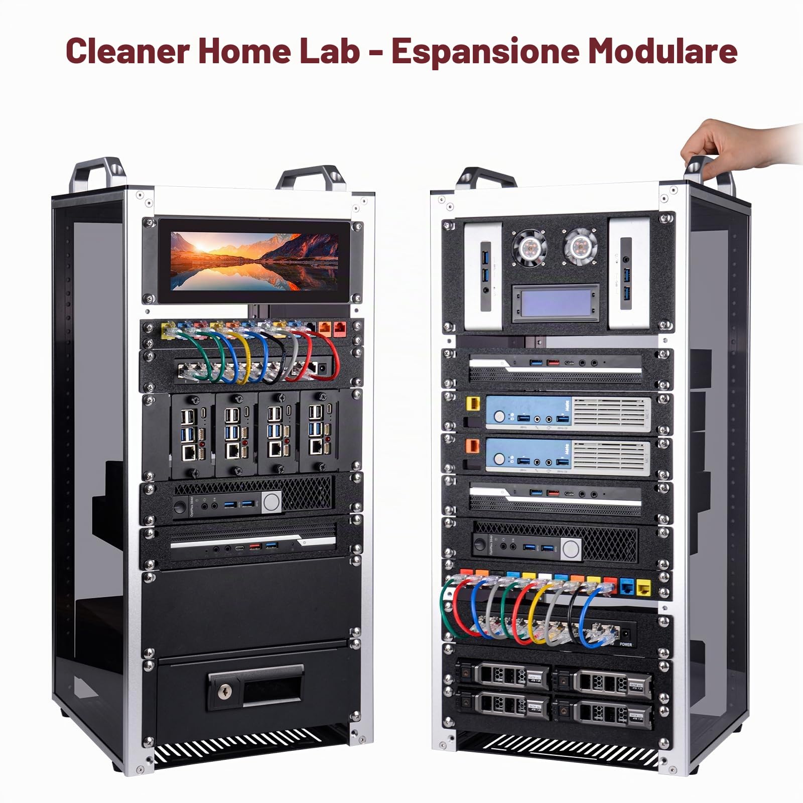 GeeekPi Cabinet server rack da 10 pollici per apparecchiature di rete, server, audio e video, DeskPi RackMate T2
