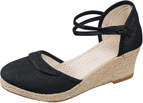 Miniatura 5 de Womenyiaor Sandalias de punta cerrada para mujer, alpargatas para mujer, con punta cerrada, sandalias de verano con correa al tobillo, sandalias de