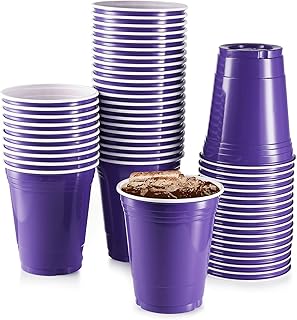 StarMar Purple Plastic Cups, [50 Pack] 16 Oz Party Cup Disposable Cup Big Birthday Party Cups