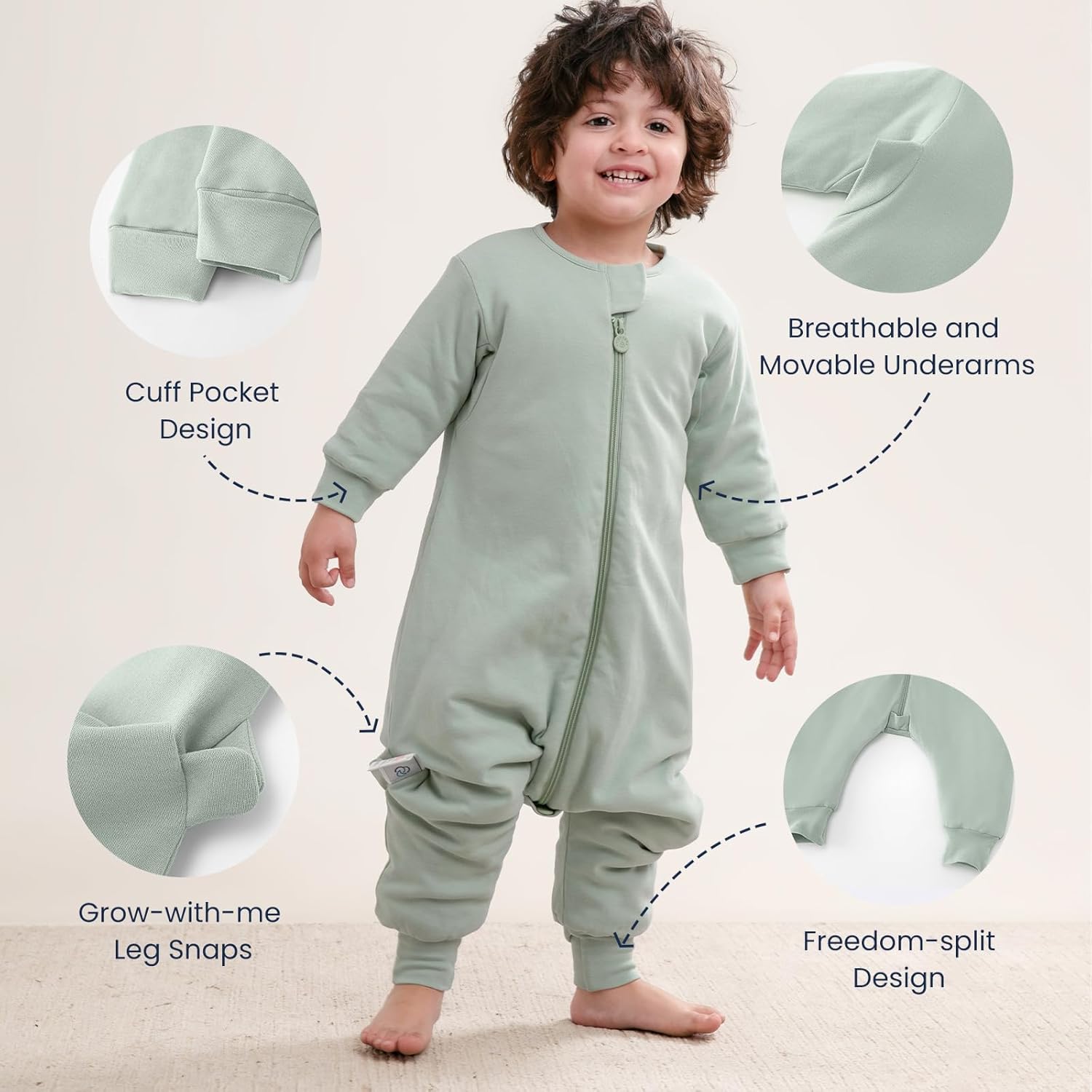 kaiya baby Unisex Toddler Sleep Sack with Feet, 2.5 Tog Baby Winter Sleep Sack Long Sleeve Gifts for Boys & Girls