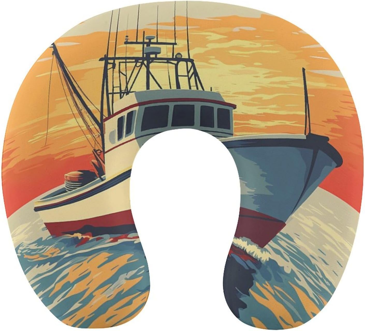 Sunset of A Yacht Memory Foam Pillows U Shaped Travel Neck Pillow