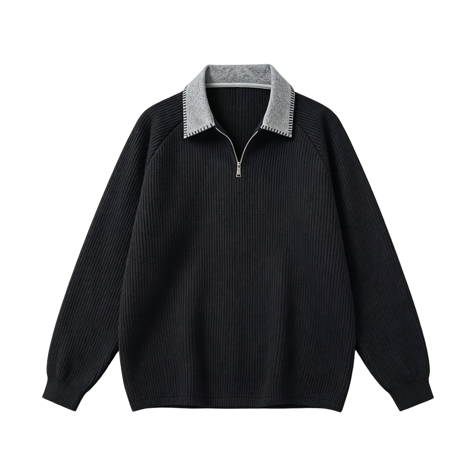 DENGJIAMY Polo grande taille avec fermeture éclair 1/4 pour homme