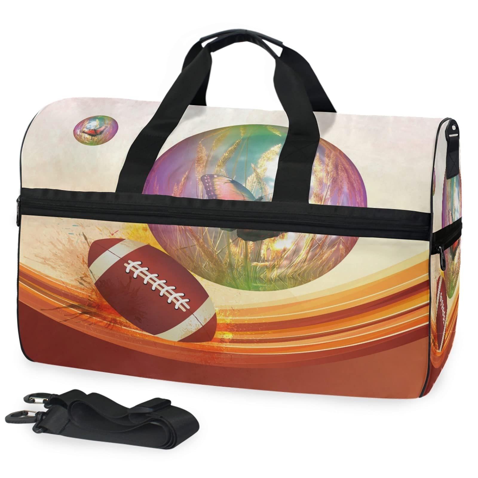 Arte Del Calcio Borsa da Palestra Sportiva da Nuoto con Scomparto per Scarpe Borsone A Tracolla Borsa da Viaggio per Donna da Viaggio