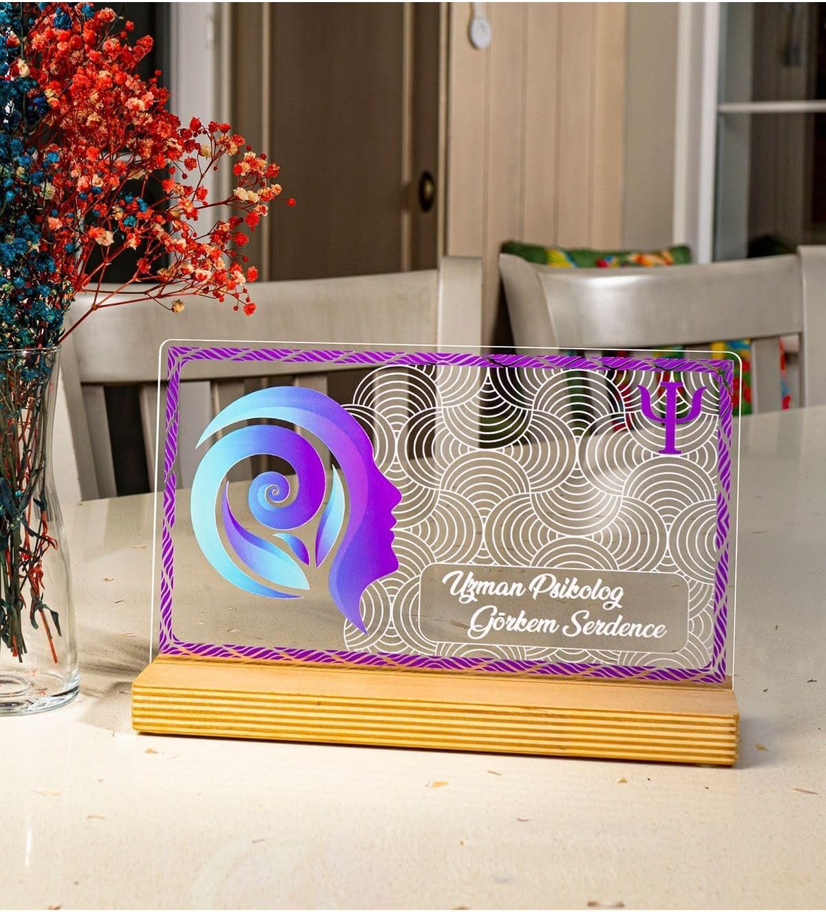 SODEF Psychologist Gift Desk Name Plate LED Lamp Psychiatry Doctor Gift Psychological Counselor Gift Color Changing Desk Lamp Home Decor - Kırmızı, Mavi, yeşil, pembe, sarı, mor, Beyaz, One Size