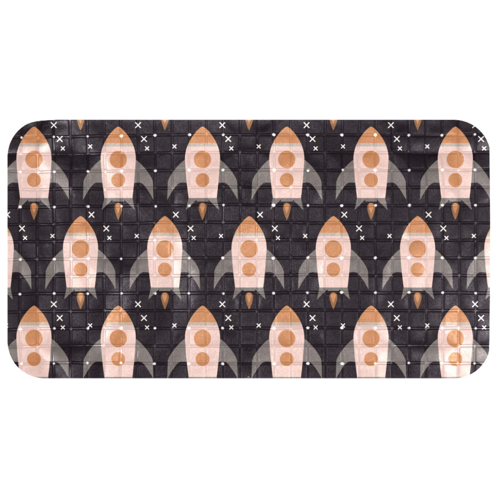 Tapis de bain antidérapant 37 x 67 cm à ventouses motif vaisseau spatial