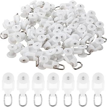 60Pcs Curtain Track Rollers & Gliders, Silent Dual Wheel Sliding Pulleys