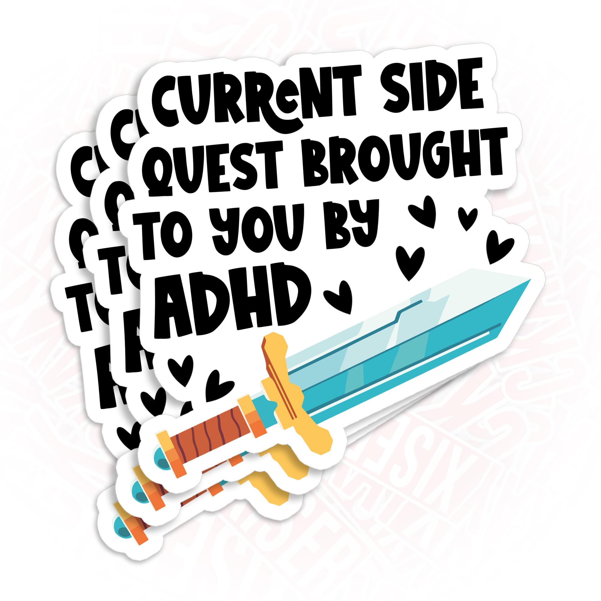 (3Pcs) Current Side Quest Brought to You by ADHD Sticker 3" Anxious Crippling Anxiety Overthinking Waterproof Die-Cut Vinyl Laptop Sticker, Water