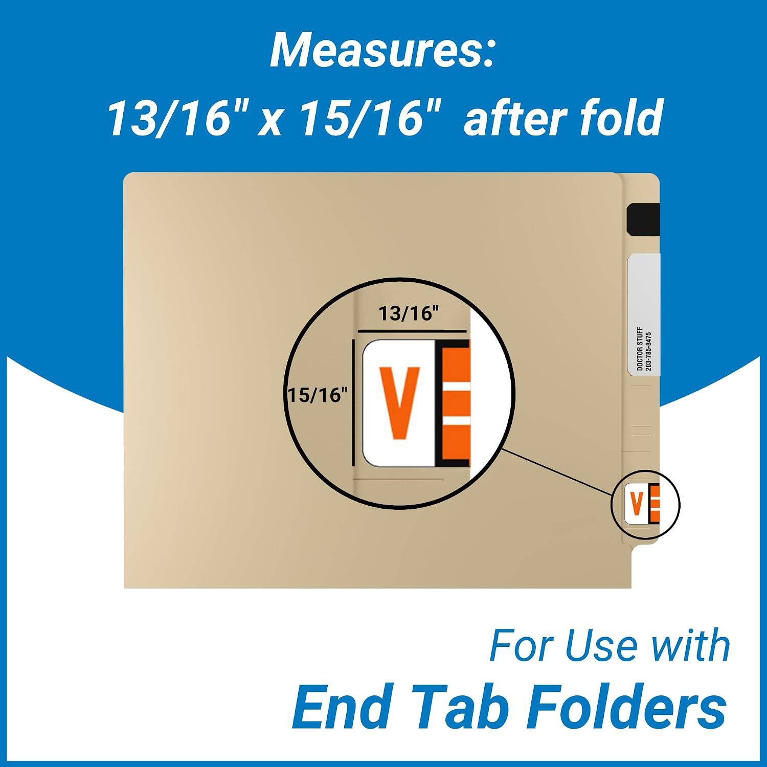 Doctor Stuff - File Folder Labels, Alphabet Letter V, Jeter/TAB 5100 - JRAM Series Compatible Alpha Stickers, Dark Orange, 15/16" x 1-5/8", 500/Roll