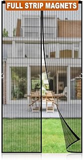 Magnetic Screen Door Mesh, Easy Install, Heavy Duty Fiberglass,Self Sealing Door Screen for Single Door Size 31 x 78 Inch, Screen Door Size 34 x 80 Inch - Black