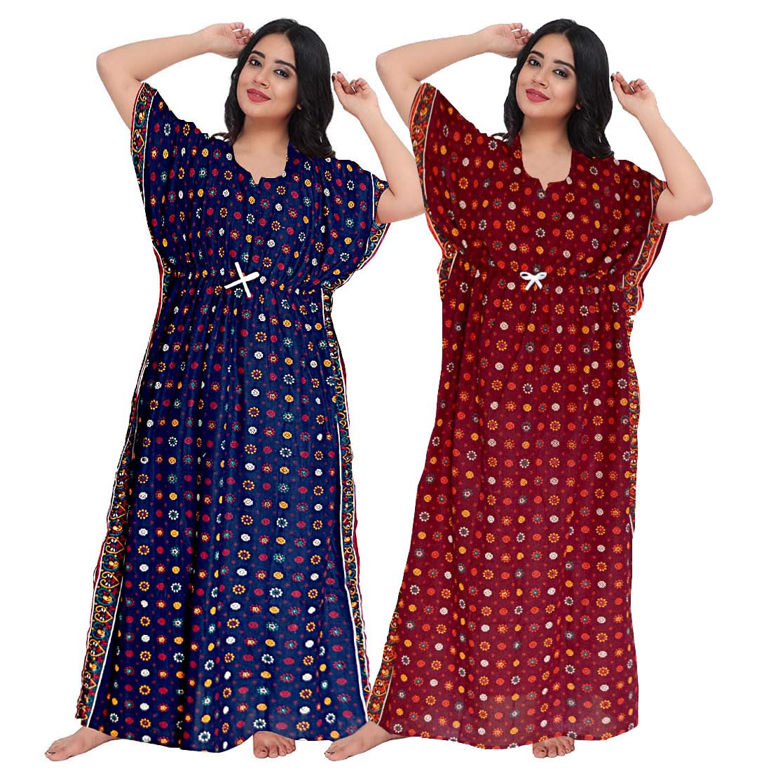 Women's Pure Cotton Nightwear Casual Nighty (FASHION-1083 M) Blue-image-8