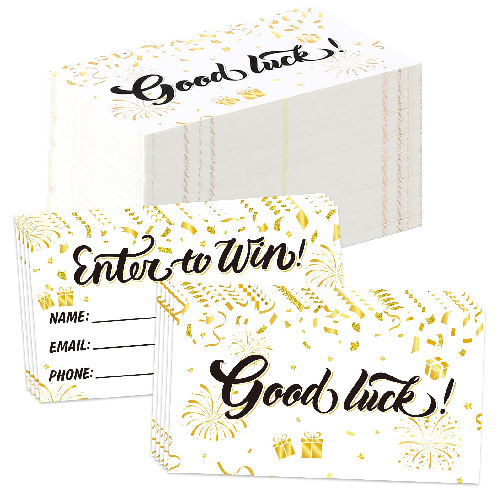 300 Pcs Enter to Win Raffle Tickets Cards 3.5 x 2 Inch Golden Sunday Ticket Entry Form Cards for Contest, Auction, Raffles, Ballot Box with Space for