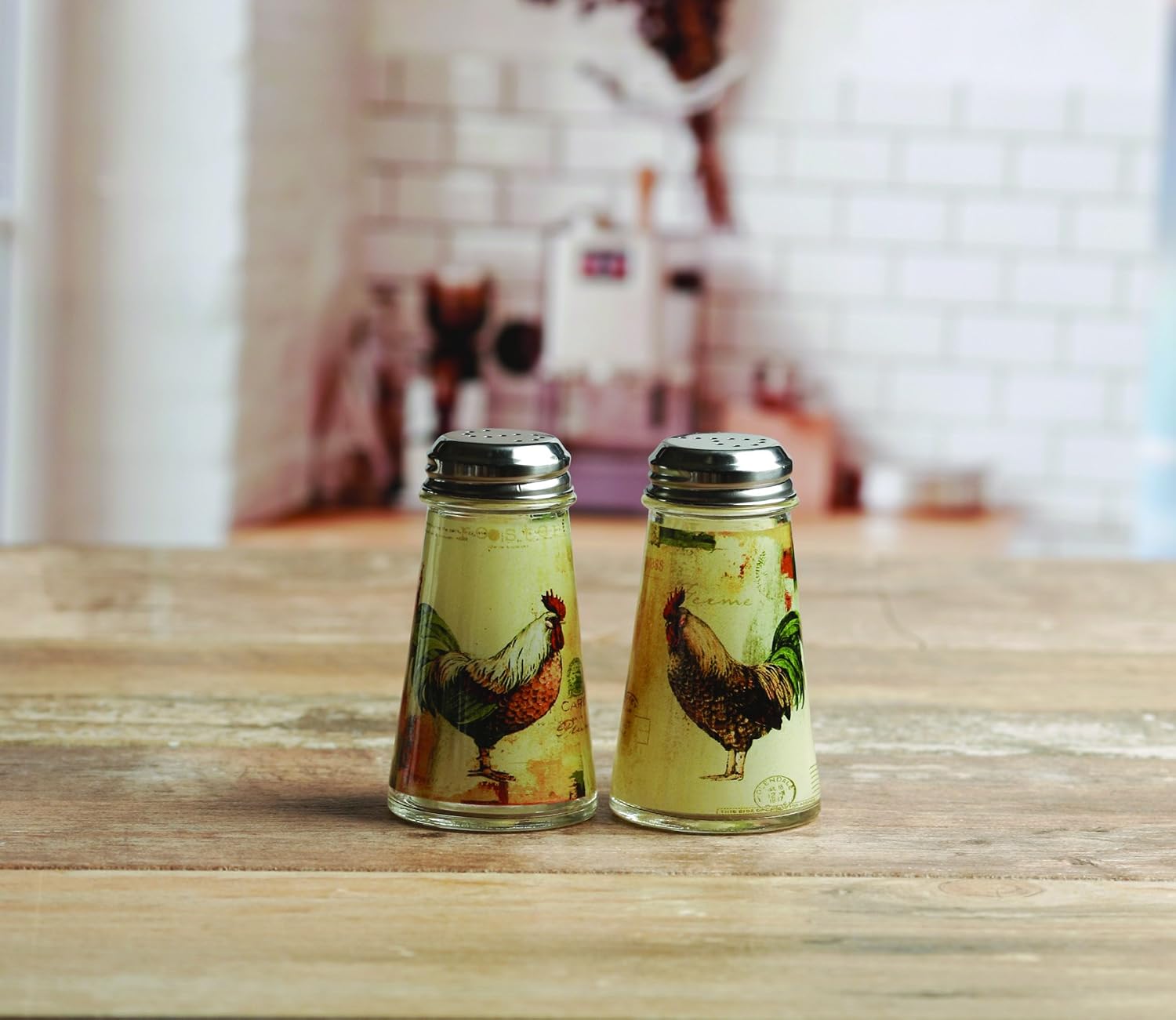 Circleware Rooster Salt and Pepper Shakers, 2-Piece Set, 4 oz