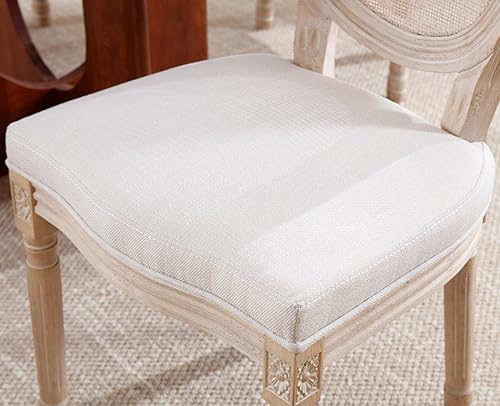 Miniatura 14 de chairus Juego de 2 sillas de comedor de ratán de granja, sillas de campo francesas de cuero con respaldo redondo, sillas laterales ovaladas para