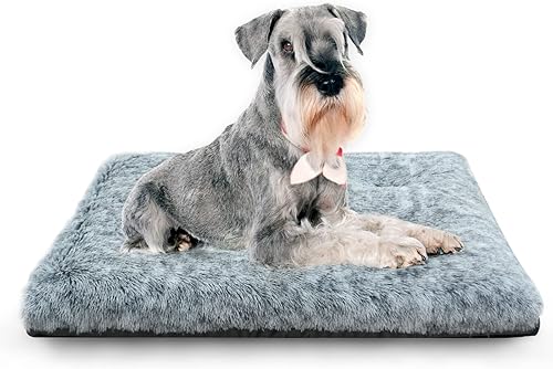 KISYYO - Camas para perros pequeños, para jaulas, lavables, 24 x 18 x 3 pulgadas, color gris