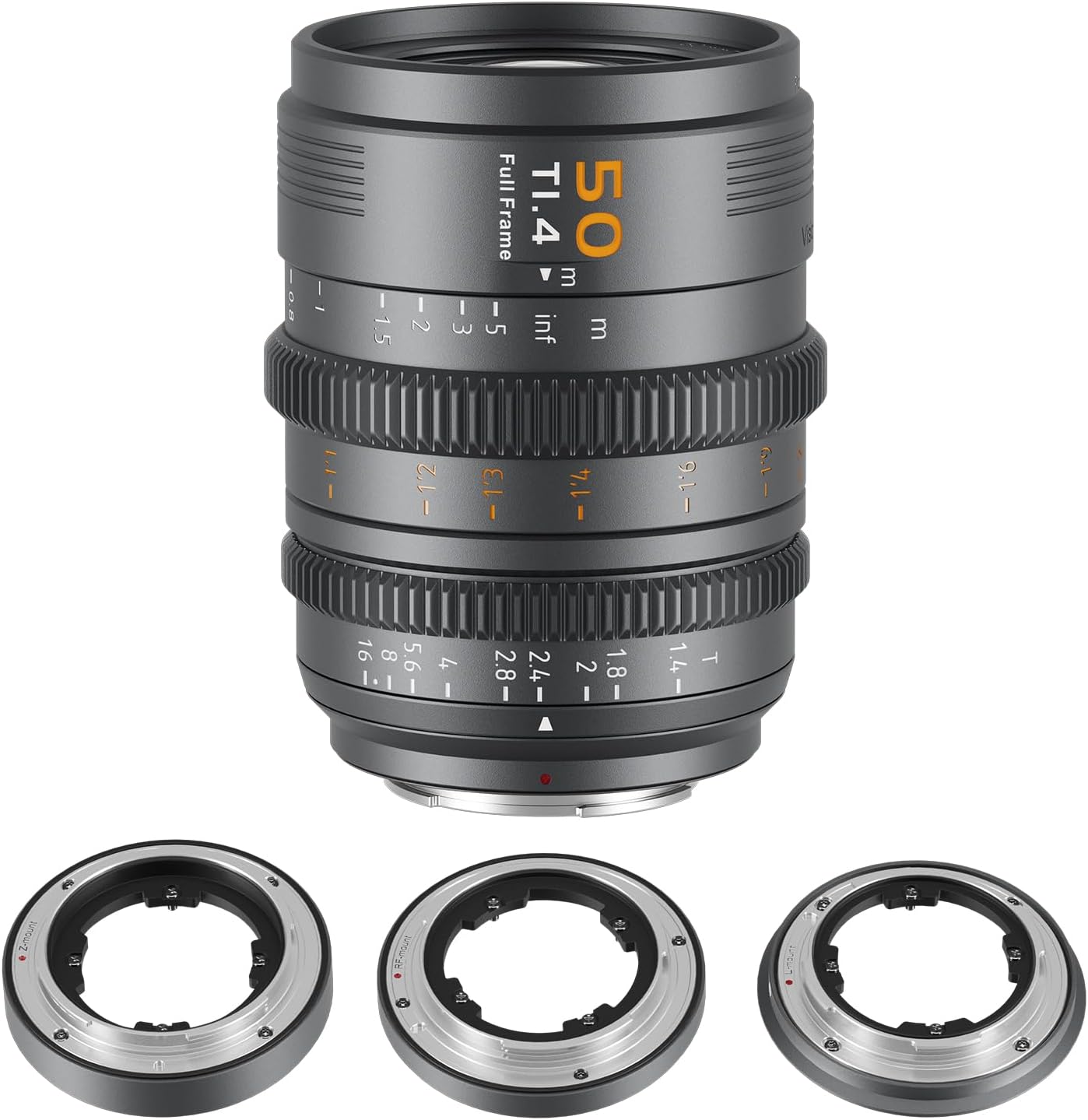 SIRUI VP-1 Vision Prime 1 T1.4 Full Frame Cine Lens, 50mm Manual Focus Cinema Lens, E-Mount (Pre-Installed), Interchangeable RF/Z/L Mount (Metal Gray)
