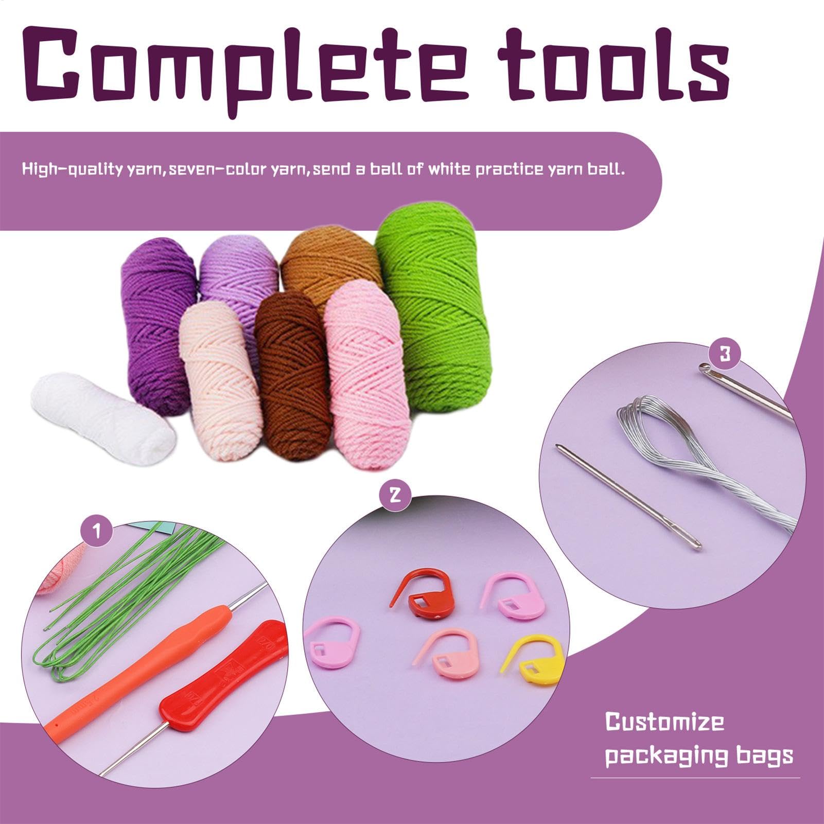 Whnbuij Kit de flores de ganchillo,Kit de ganchillo de plantas en macetas | Plantas en maceta hechas a mano para principiantes - Kit de flores de lavanda, kit de inicio de plantas en macetas, suministr