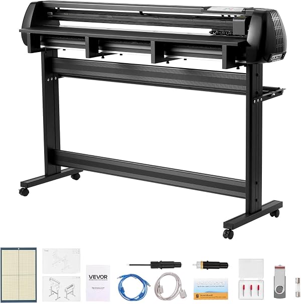Máquina cortadora de vinil VEVOR, ancho máximo de alimentación de 53 pulgadas, cuchillas dobles, fuerza y velocidad ajustables, pantalla LED, cortadora plotter de vinil con software Signmaster compatible con Windows y macOS
