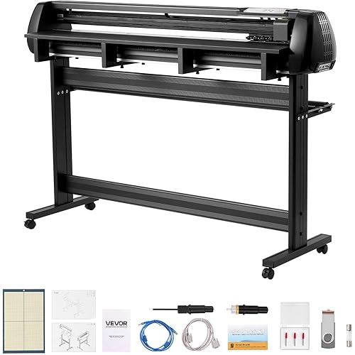 VEVOR Vinyl Cutter Machine, 53 inch Max Feed Width, Dual Blades, Adjustable Force and Speed, LED Display, Vinyl Plotter Cutter Printer with Signmaster Software for Compatible with Windows and macOS