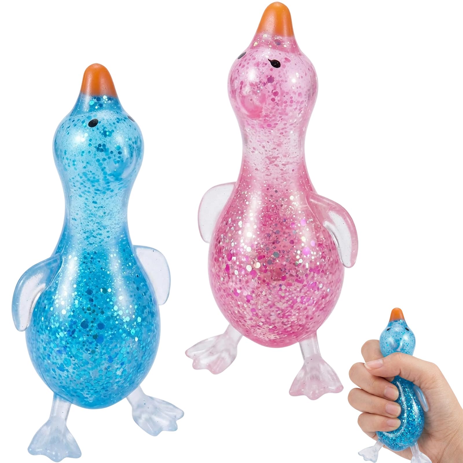 2 Pcs Duck Squishy, Giant Duck Squishy, Stress Relief and Focus Enhancement Tool for Adults, Hand Exercise Therapy(Blue and Pink)