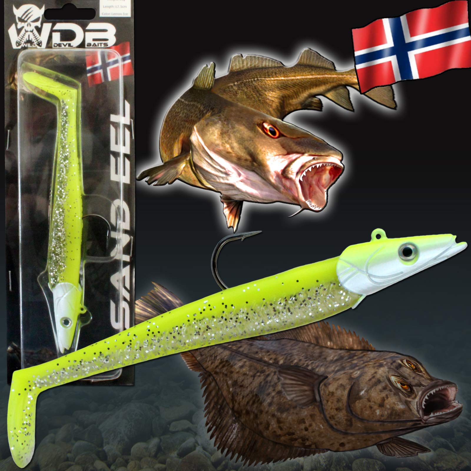 Wild Devil Baits Sand EEL Sandaal Meeres Shad Gummifisch (Lemon Ice, 65g)
