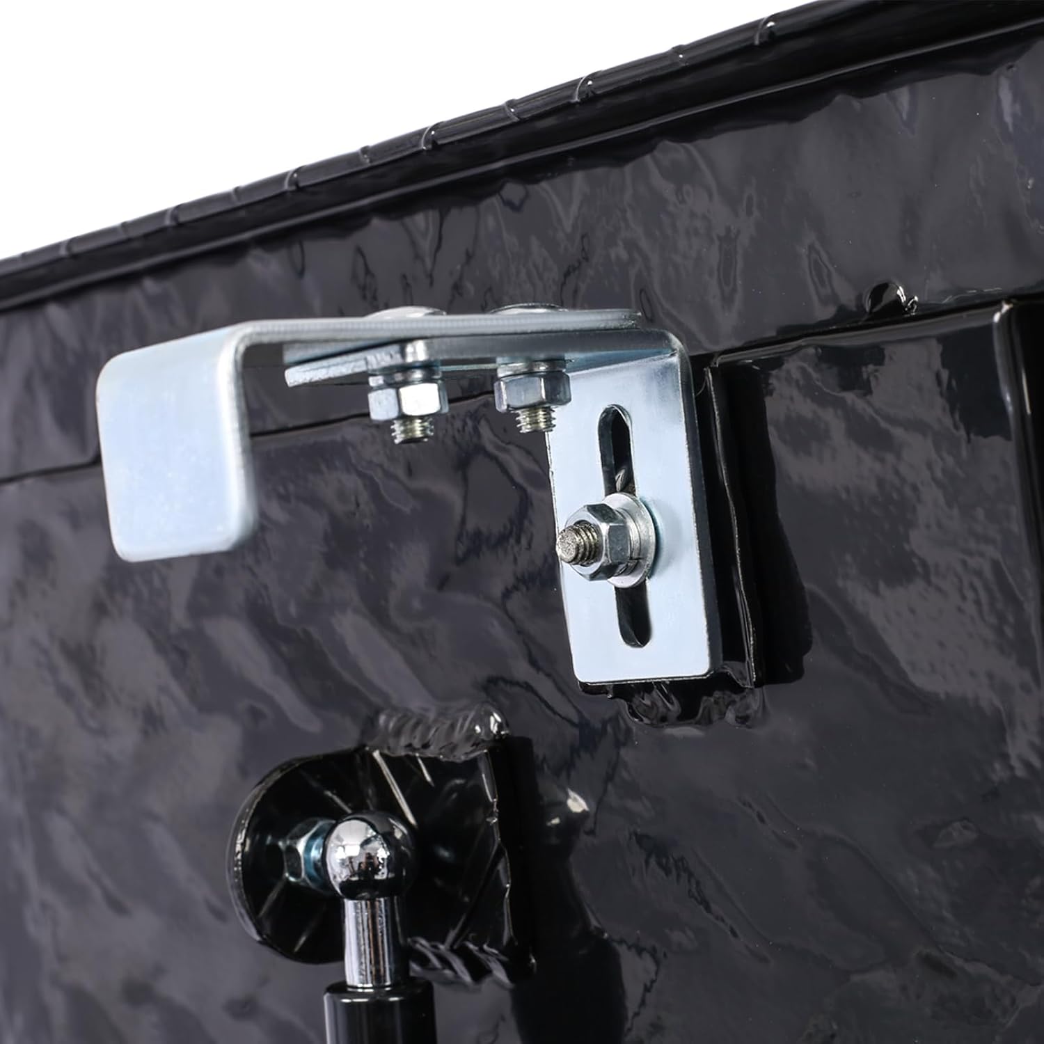 Aluminum Trailer Tongue Tool Box 5 Bar Tread Pattern Toolbox Wide Utility Storage Organizer Tool Box with Lock Keys Black 29 inches