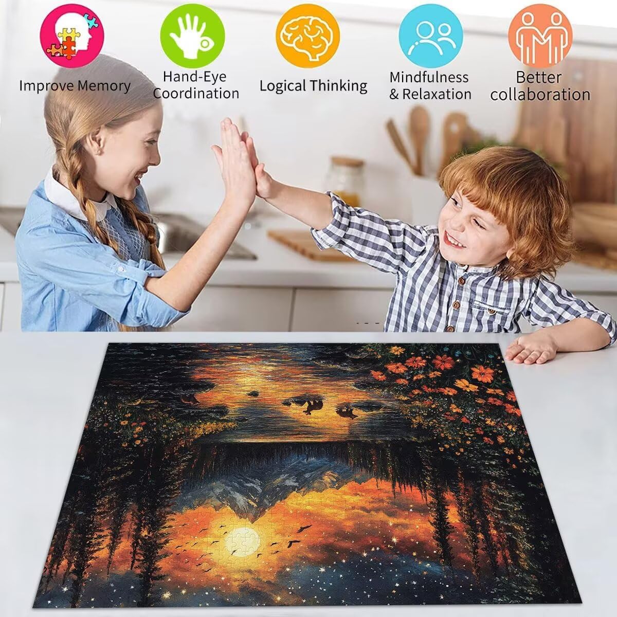 Mond Puzzle für Erwachsene Kinder Anspruchsvoll 5000 Teile Impossible Klassische Puzzles Schwer Sternenhimmel ab 8 9 10 Jahre für Mädchen Jungen Jigsaw Kunst Educa, für Geschenke 105x156cm t-995