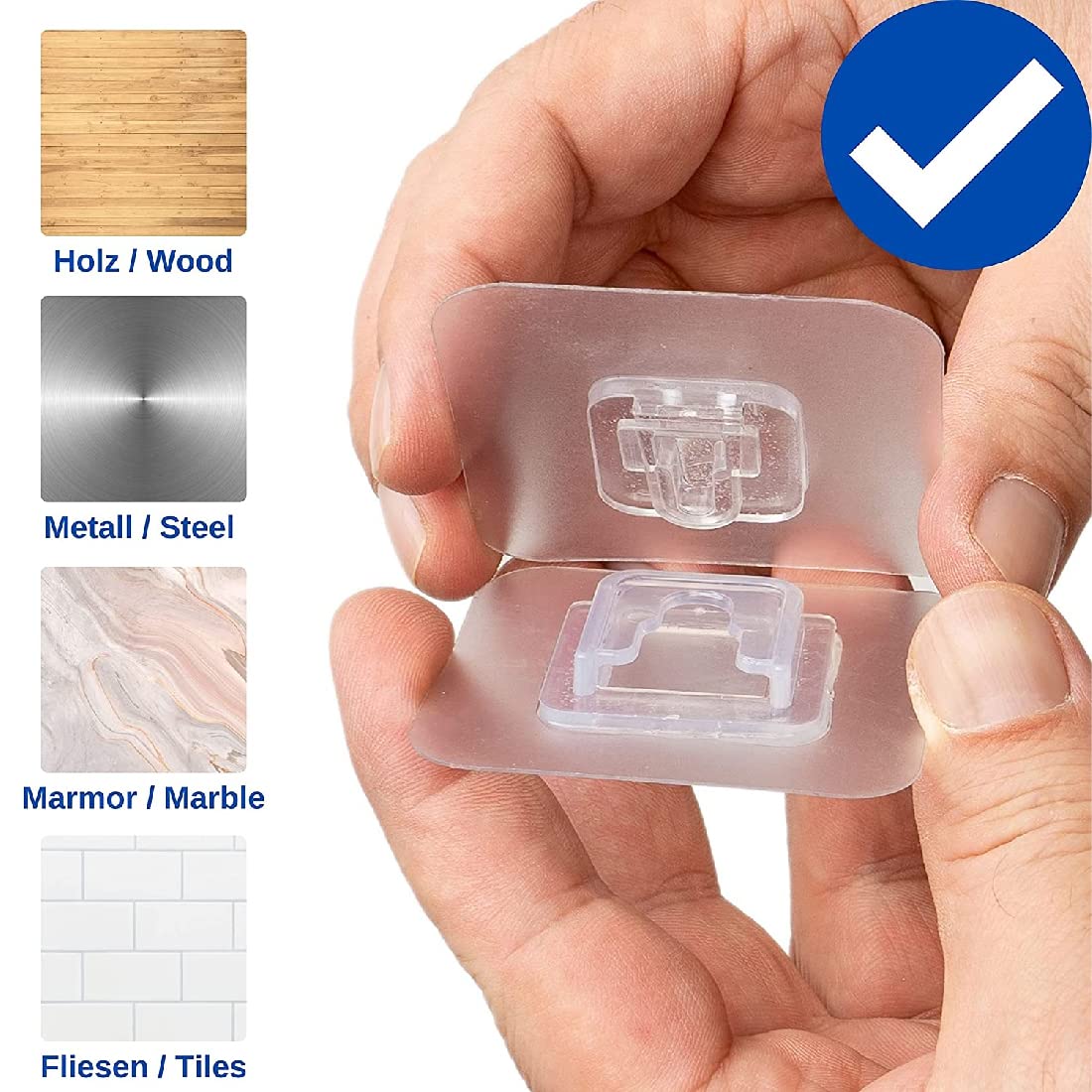 10 paia di ganci da parete a doppia faccia, ganci autoadesivi a doppia faccia, ganci adesivi trasparenti, ganci multifunzionali, impermeabili, resistenti all'olio, senza perforazione, rimovibili