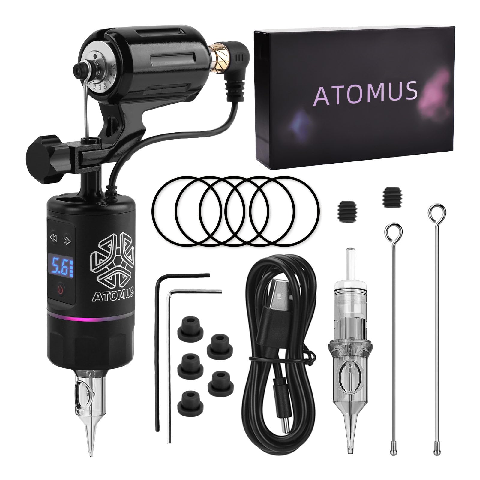 ACUS タトゥーマシン セット Amazon | ATOMUS ロータリー式タトゥーマシンセット 15000RPM 9段階
