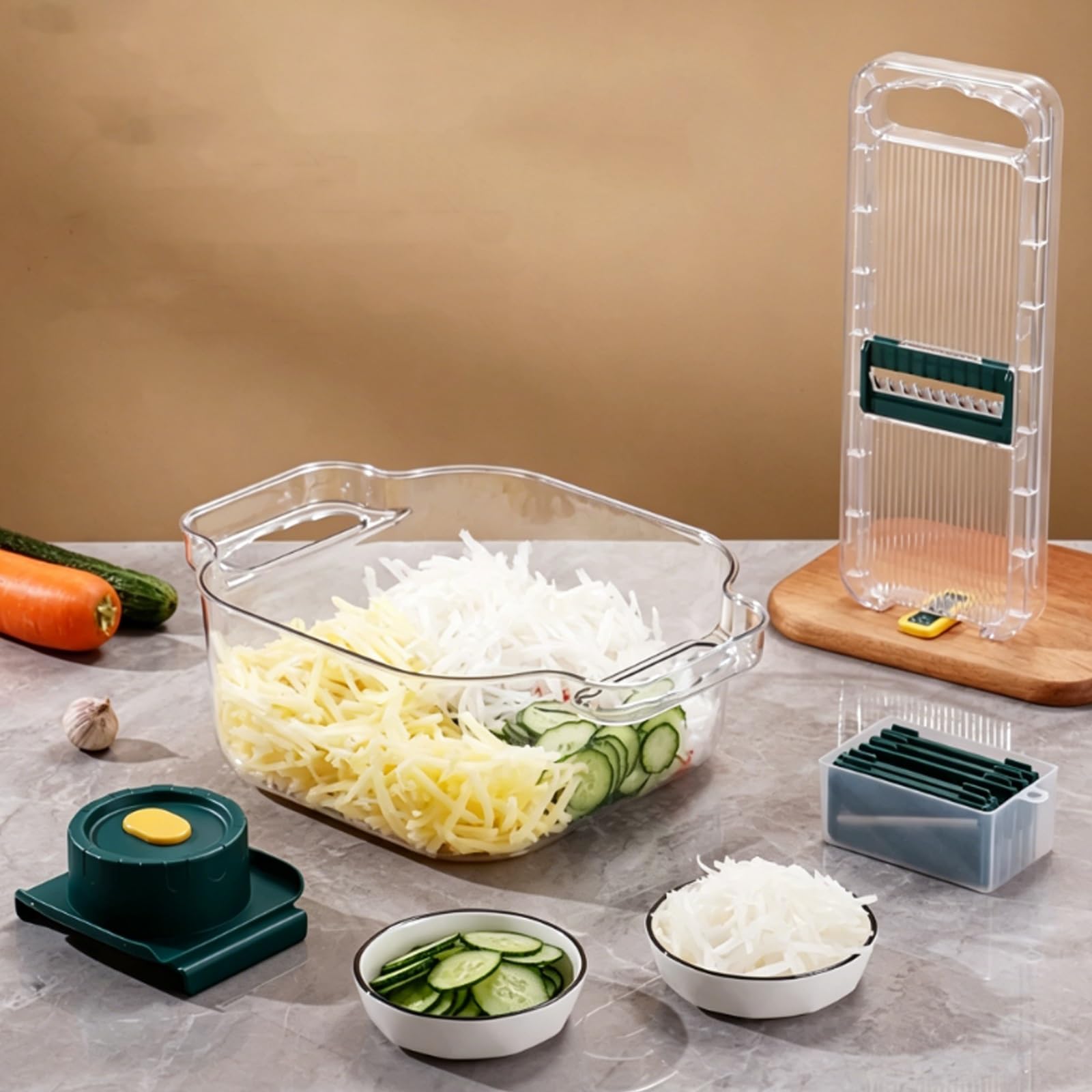 Coupe Legumes Multifonction et Spiraliseur, Découpe en Cube, Design Vertical, pour Cuisiner et Préparer les Repas, Facile à Nettoyer, pour une Vie Plus Saine