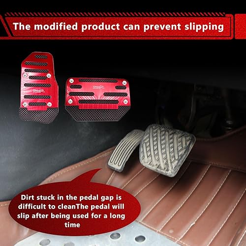 Miniatura 4 de cerfioo Juego de 2 pedales de freno de acelerador automotriz, pedal de goma de metal antideslizante y resistente al desgaste, no es necesario