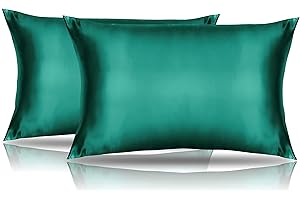 Pack of Two 14x20 Toddler Travel Satin Sleep Pillowcases, Dark Green