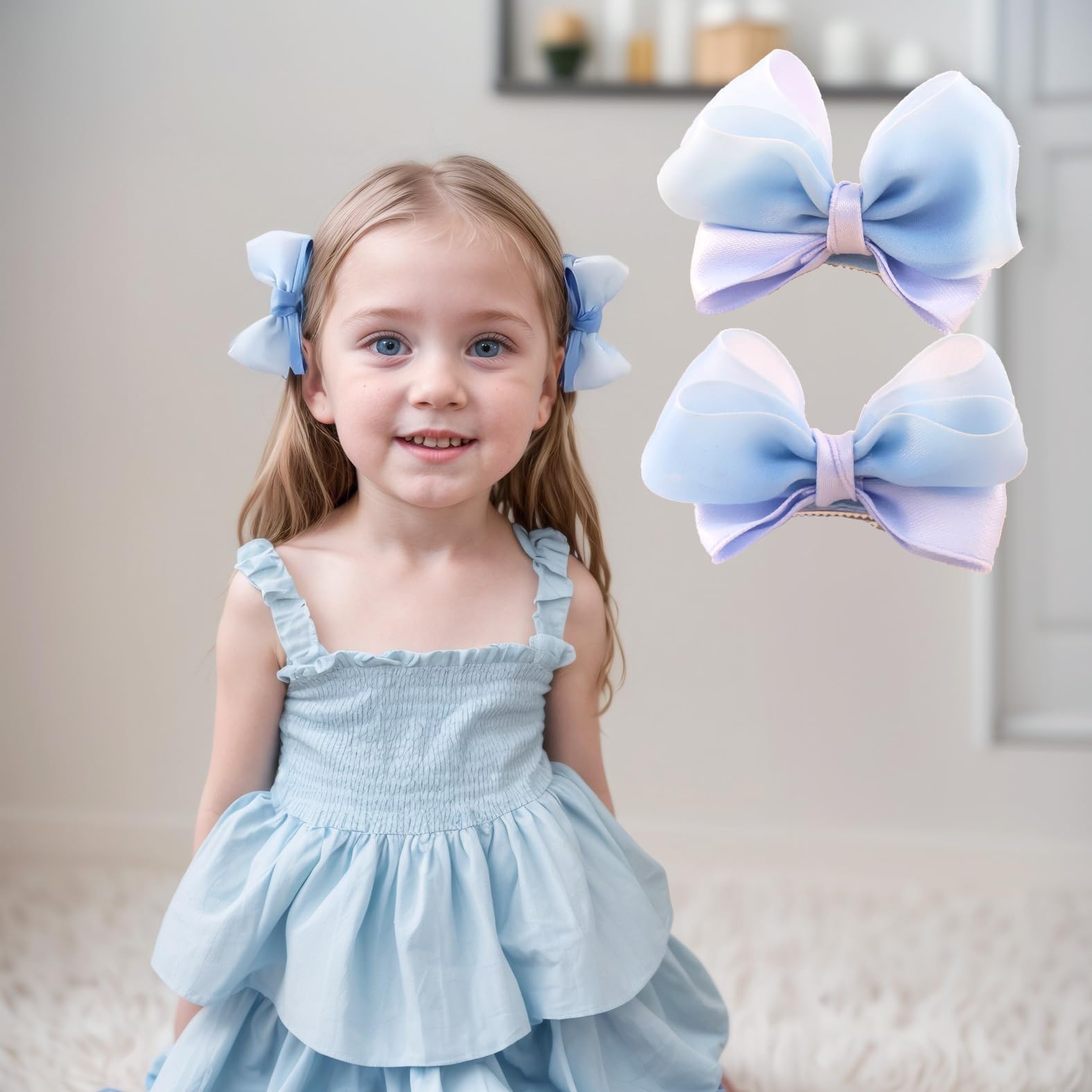 Rannyrena Sweet Bows Hair Clips for Girls Alligator Bow Hair Barrettes Clips for Toddler Kids Teens Handmade Birthday Wedding Party Hair Accessories (