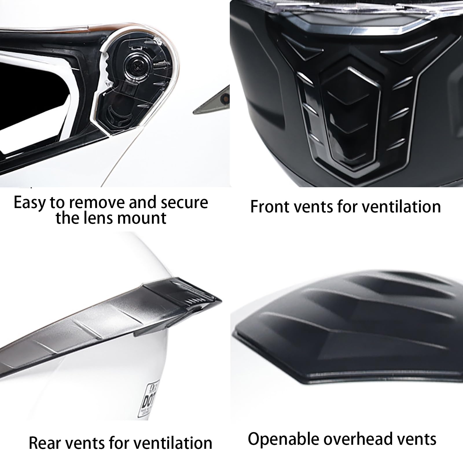 Modułowy Kask Motocyklowy, Kask Pełnotwarzowy Flip-Up Zatwierdzony przez DOT, Kasks Wyścigowy do Motocykli Drogowych, z Podwójnym Wizjerem, dla Dorosłych, Mężczyzn i Kobiet