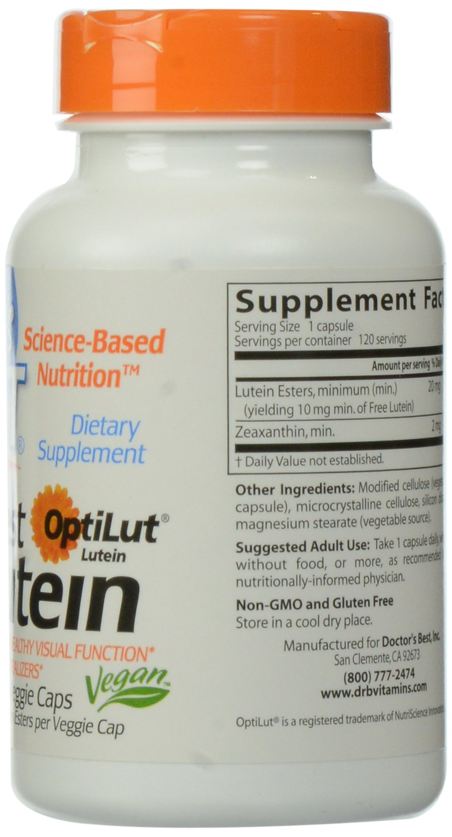 Doctor's Best Luteina Con Optilut, 10 Mg - 120 Vcaps 120 Unidades 80 g