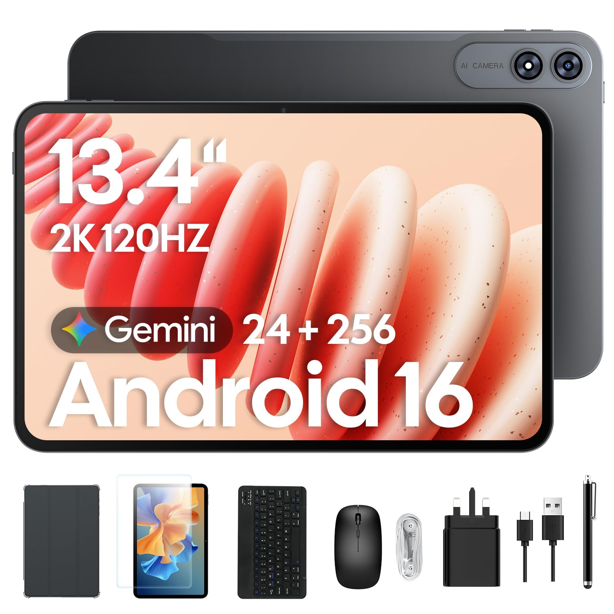 2026 Upgraded 13.4 inch Android 16 Tablet with Keyboard, Large 13