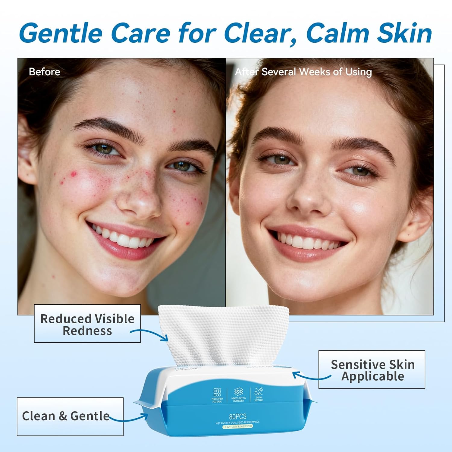 Face Towels, Disposable Biodegradable Clean Facial Towelette for Sensitive Skin, Lint- free Face Cloths for Makeup Remover, Ultra Soft Dry Wipes, Skincare Women Cleansing 240 Count (3 Packs) - Image 5