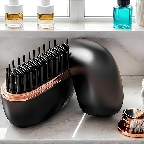 Miniatura 8 de Mini alisador de pelo, cepillo portátil para alisar el cabello, mini cepillo alisador caliente con 3 modos de calor de velocidad, alisadores de pelo